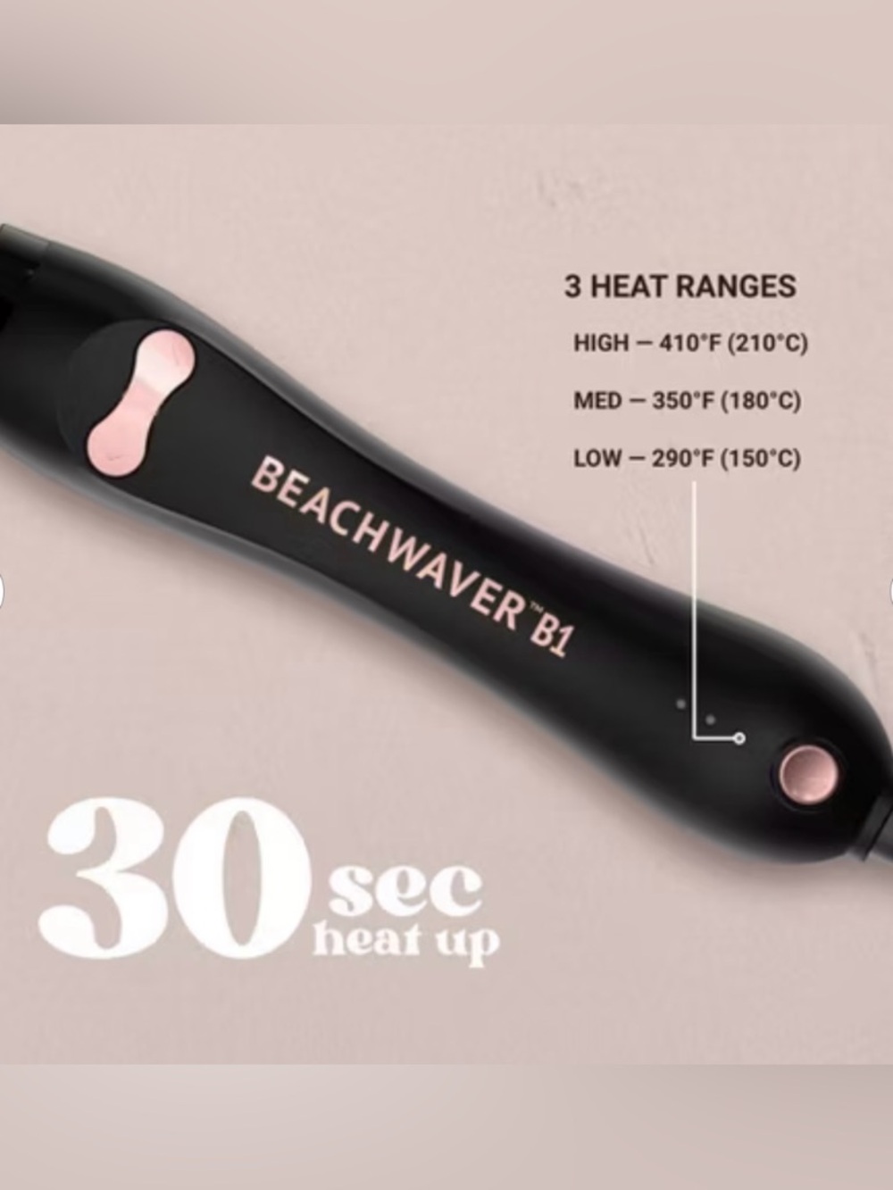 Beachwaver B1 Curling Iron in Rose Pink and Black - Picture 4 of 5